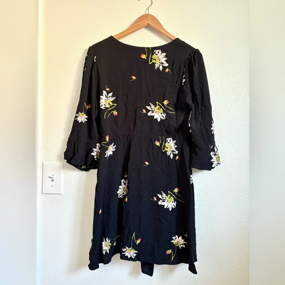 Free People Black Floral Time on My Side Wrap Dress - Picture 6 of 12